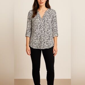 🖤 LUSH Black & White Paisley Print Blouse – Size L 🖤